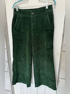 Pact Flare Wide Leg Corduroy Green Pants Women's Medium Organic Cotton Stretch
